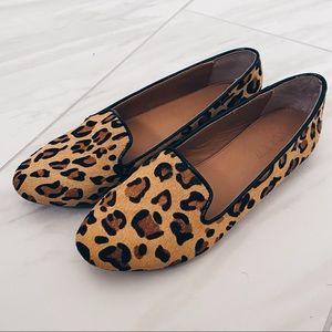 JCREW LEOPARD PRINT LEATHER FLATS NIB size 6